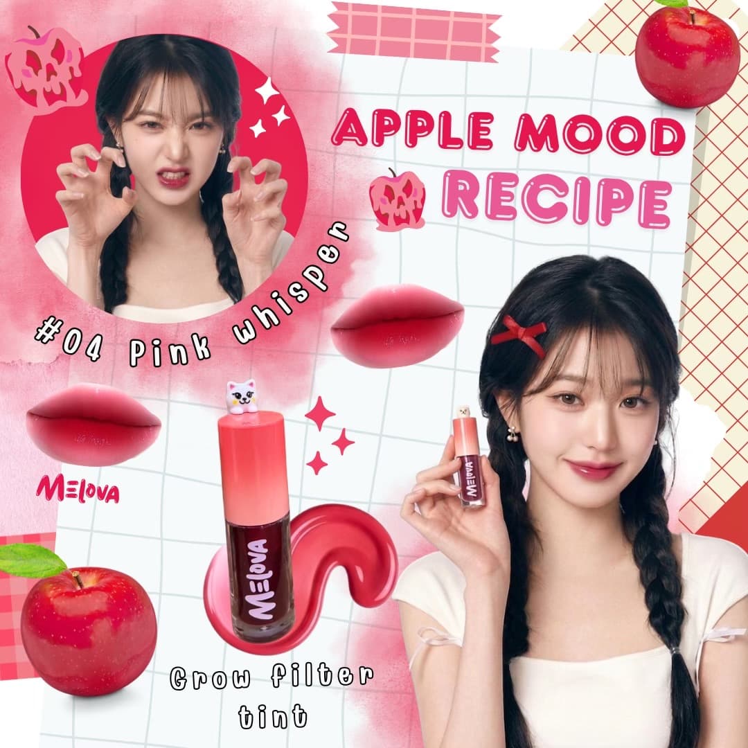 04 Pink Whisper = ชมพูแดงใสๆ ทาแล้วเด็กลงทันที 😭💋 ฟีลสาว innocent แต่แอบแสบเบาๆ 😼💕 ถ่ายแฟลชคือปากสวยมากกกก 📸 หวาน สดใส ขี้เล่น ครบในสีเดียว 🍎🎀 #Melova #ลิปติดทน #ลิปทินท์ #ลิปทิ้น #ลิปสวยบอกต่อ